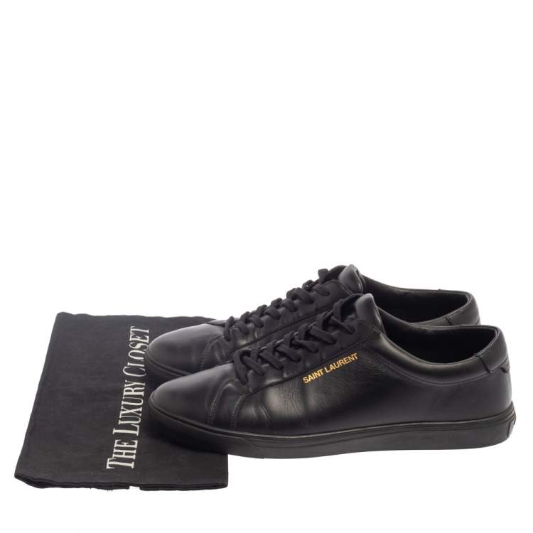 Pre Owned Saint Laurent Black Leather Andy Low Top Sneakers Size 41
