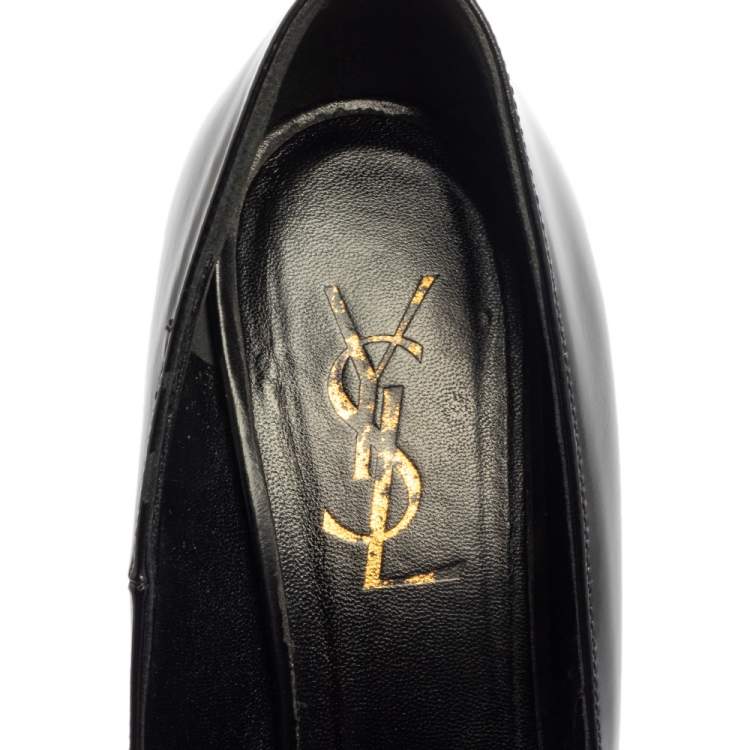 Pre Owned Saint Laurent Black Leather Tribtoo Platform Pumps Size 36