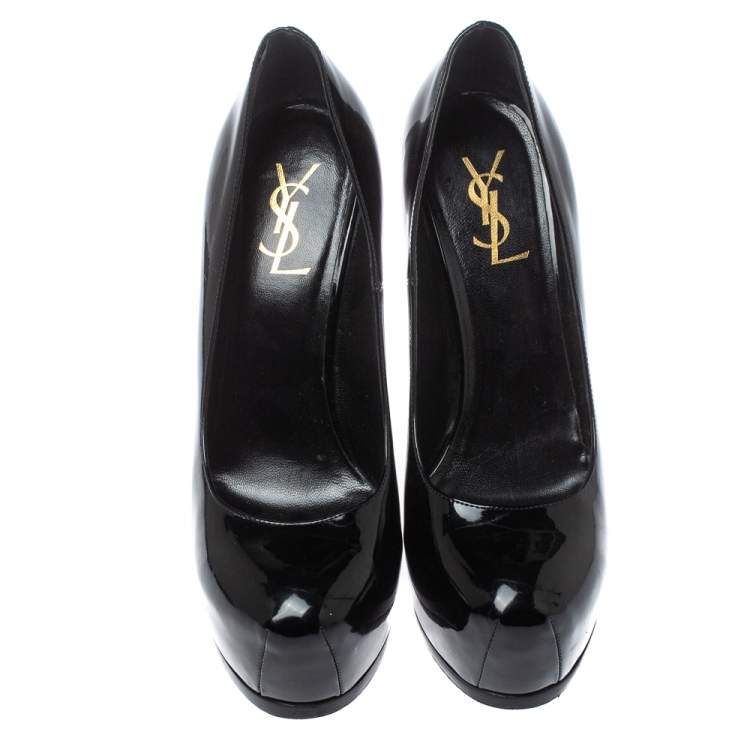 Pre Owned Saint Laurent Paris Black Patent Leather Tribtoo Pumps Size 39