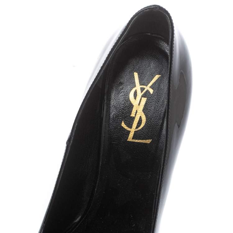 Pre Owned Saint Laurent Paris Black Patent Leather Tribtoo Pumps Size 39