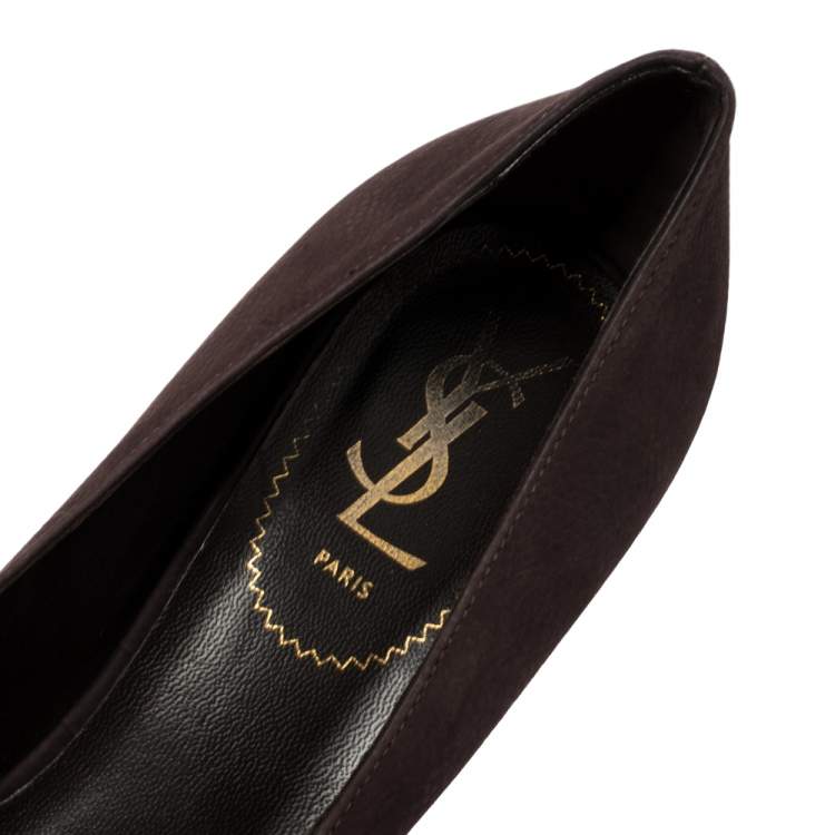 مملوكة مسبقًا Saint Laurent Purple Nubuck Platform Pumps Size 39.5