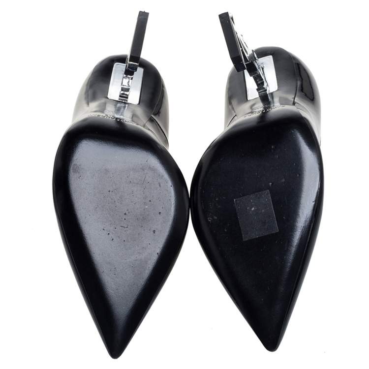 Pre Owned Saint Laurent Black Patent Leather Opyum Pumps Size 36.5
