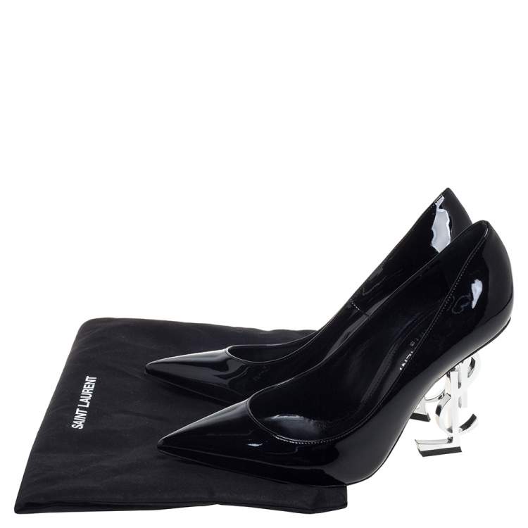 Pre Owned Saint Laurent Black Patent Leather Opyum Pumps Size 36.5