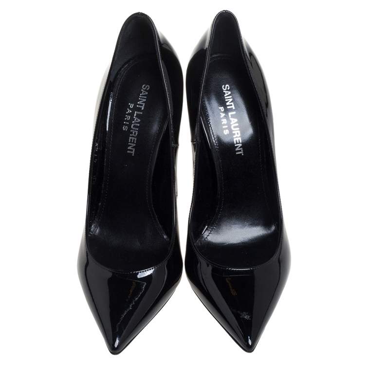 Pre Owned Saint Laurent Black Patent Leather Opyum Pumps Size 36.5