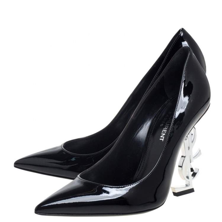 Pre Owned Saint Laurent Black Patent Leather Opyum Pumps Size 36.5