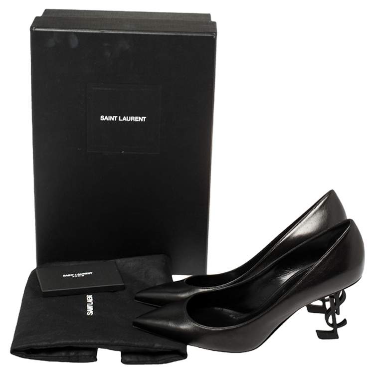 Pre Owned Saint Laurent Black Leather Opyum Pumps Size 37.5