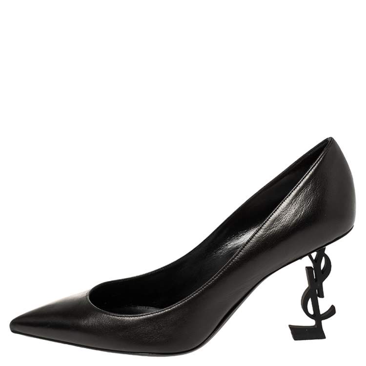 Pre Owned Saint Laurent Black Leather Opyum Pumps Size 37.5