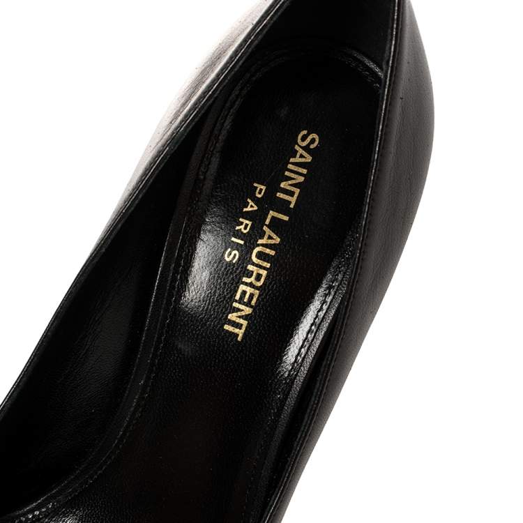 Pre Owned Saint Laurent Black Leather Opyum Pumps Size 37.5