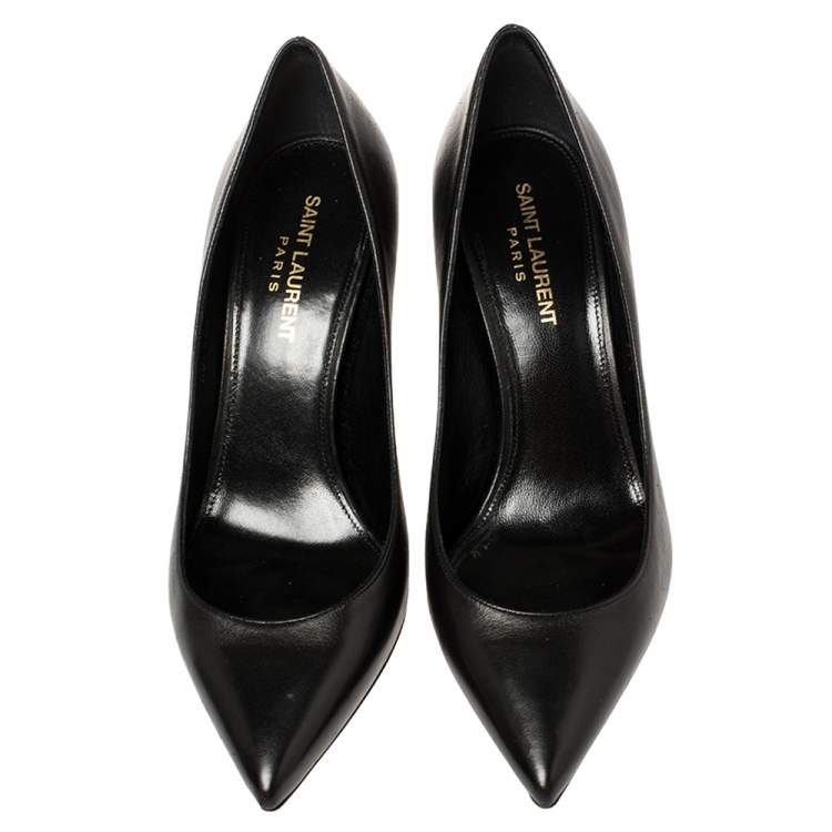 Pre Owned Saint Laurent Black Leather Opyum Pumps Size 37.5