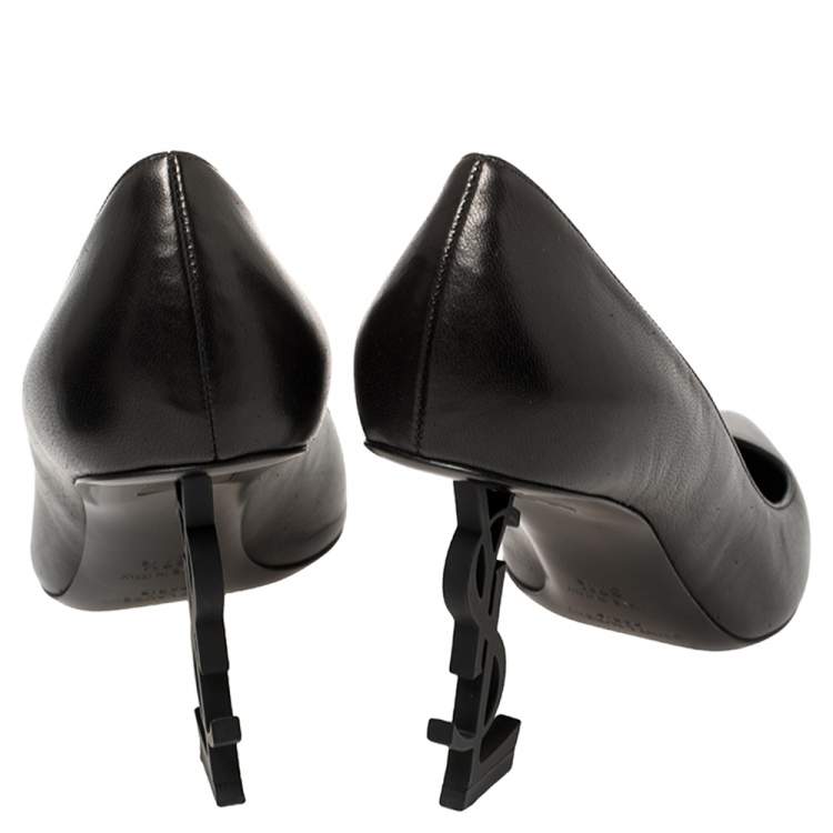 Pre Owned Saint Laurent Black Leather Opyum Pumps Size 37.5