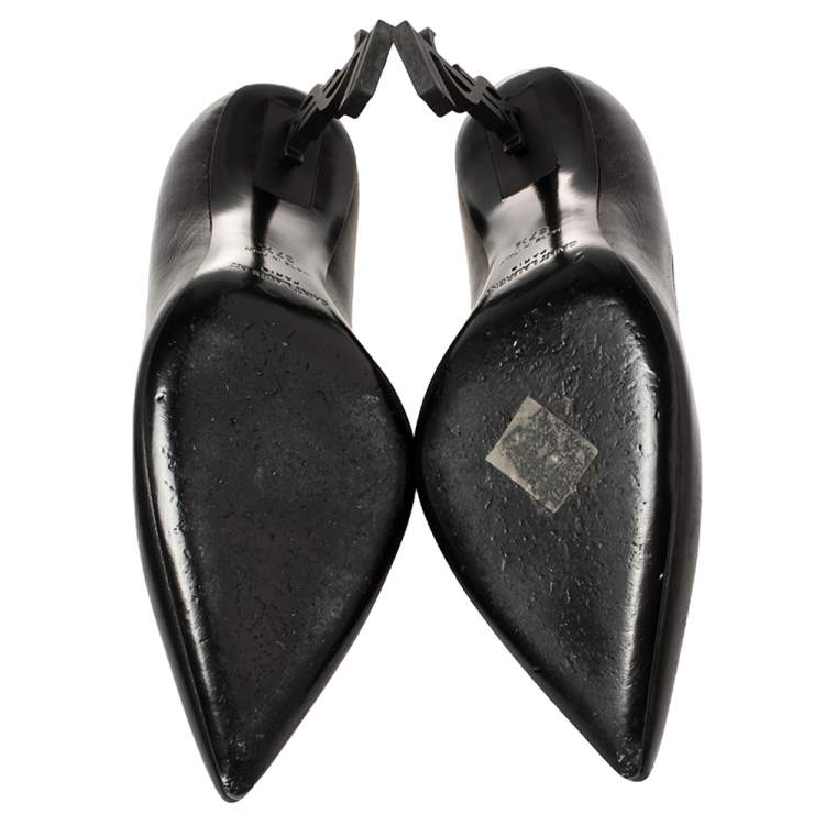 Pre Owned Saint Laurent Black Leather Opyum Pumps Size 37.5