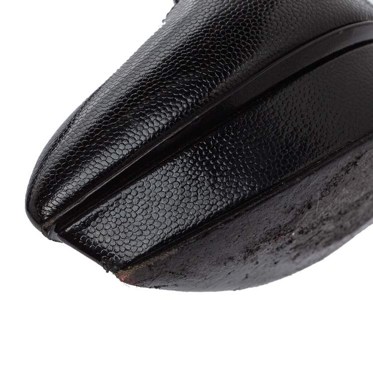 Pre Owned Saint Laurent Black Leather Janis Pointed Toe Platform Pumps Size 38