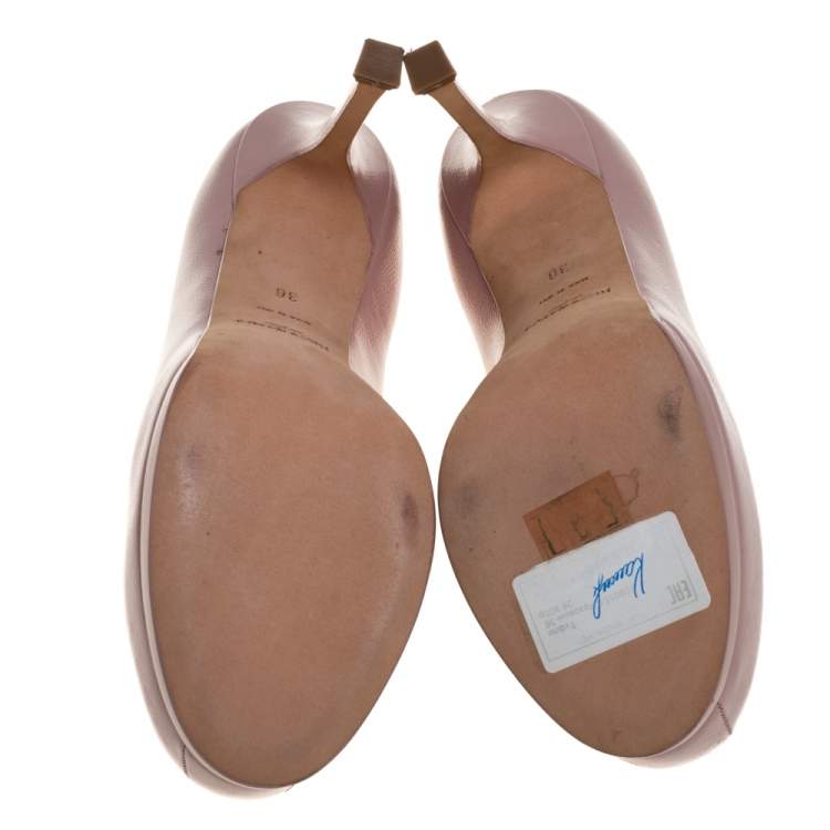 Pre Owned Saint Laurent Beige Leather Tribtoo Platform Pumps Size 36