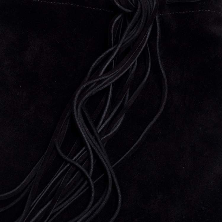 Pre Owned Saint Laurent Black Suede Knee High Boots Size 40