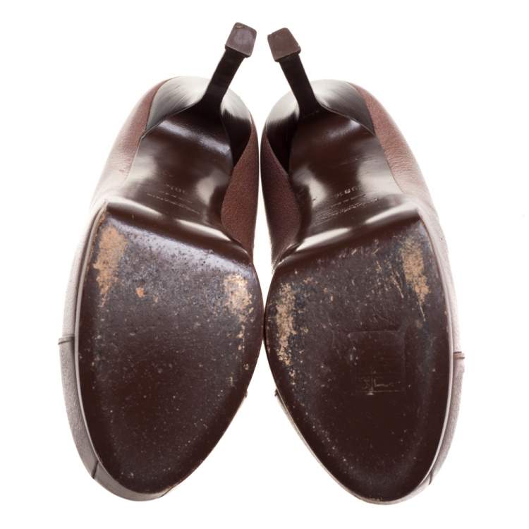 Pre Owned Saint Laurent Brown Leather Tribtoo  Pumps 38.5