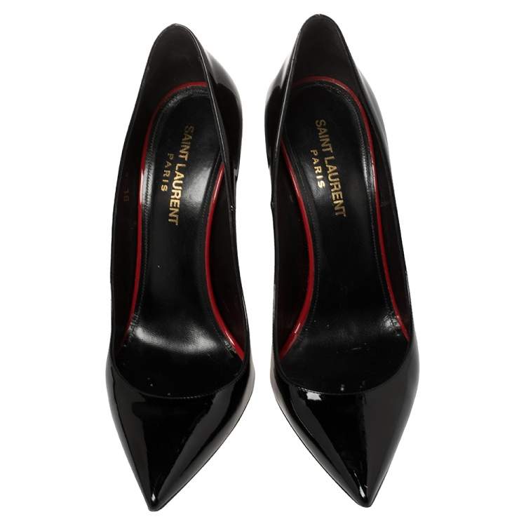 Pre Owned Saint Laurent  Black Patent Leather Anja Pumps Size 37