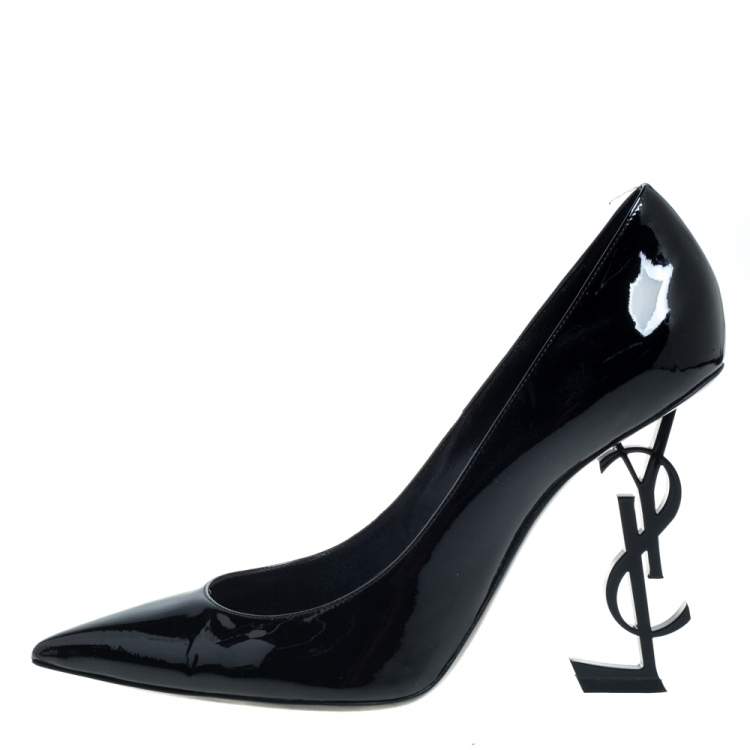 Pre Owned Saint Laurent Black Patent Leather Opyum Pumps Size 40