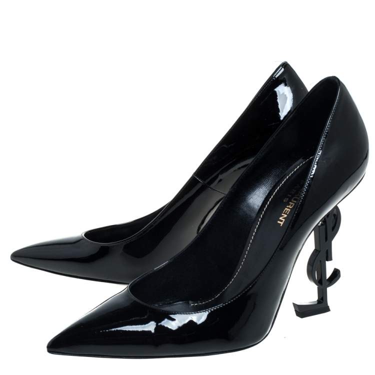 Pre Owned Saint Laurent Black Patent Leather Opyum Pumps Size 40