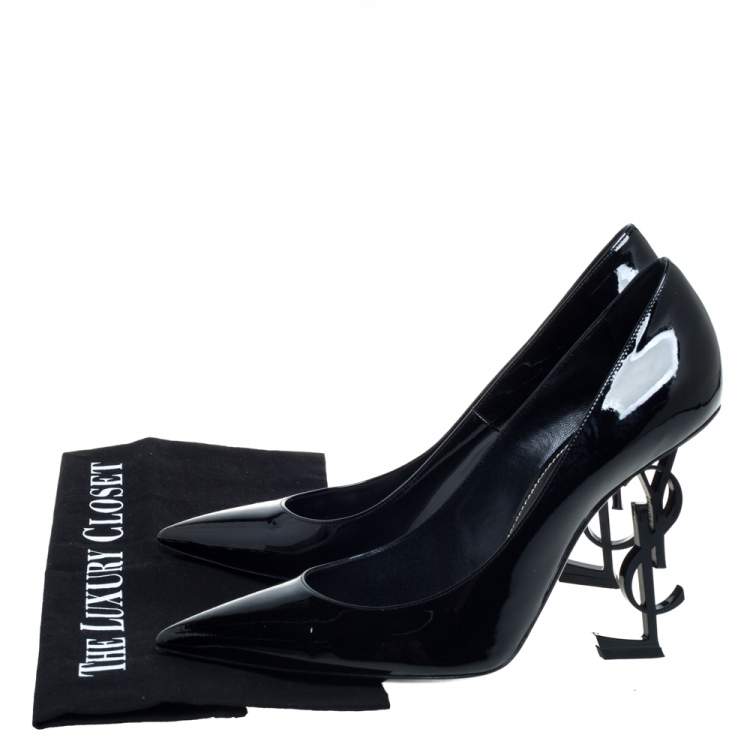 Pre Owned Saint Laurent Black Patent Leather Opyum Pumps Size 40
