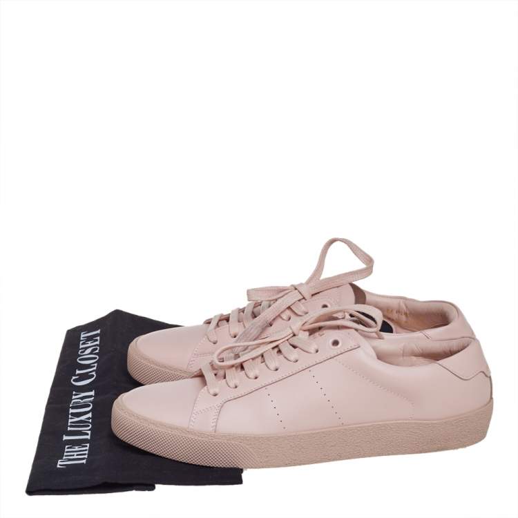 Pre Owned Saint Laurent Pink Leather Signature Court Low Top Sneakers Size 38