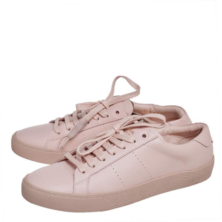 Pre Owned Saint Laurent Pink Leather Signature Court Low Top Sneakers Size 38