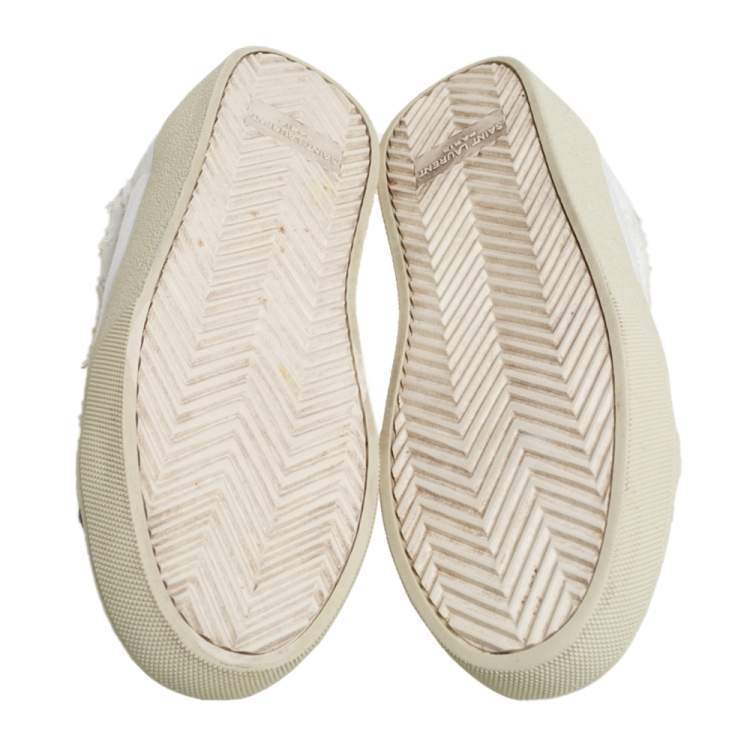 Pre Owned Saint Laurent White Canvas And Leather Court Classic Sneakers Size 38