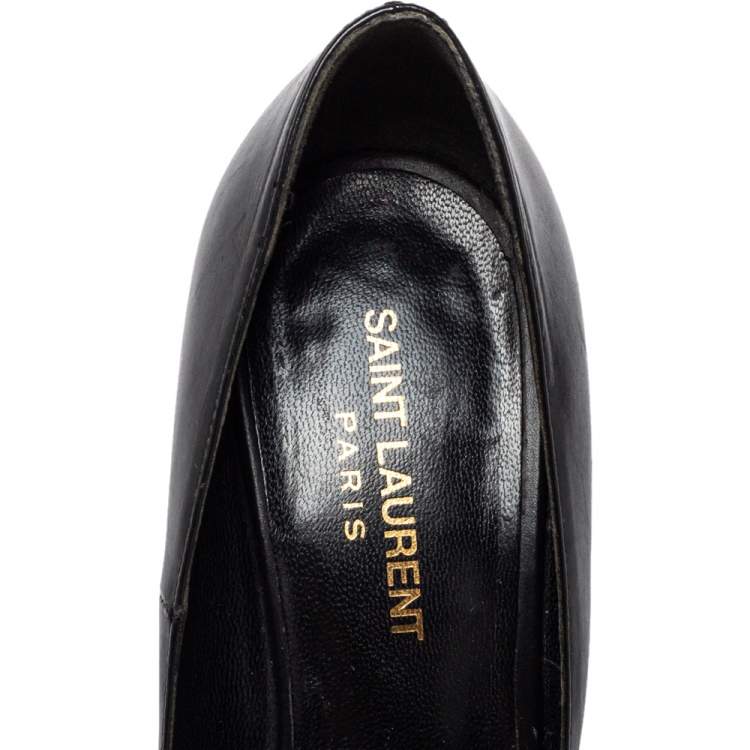 Pre Owned Saint Laurent Black Leather Pointed Toe Classic Janis Pumps Size 39