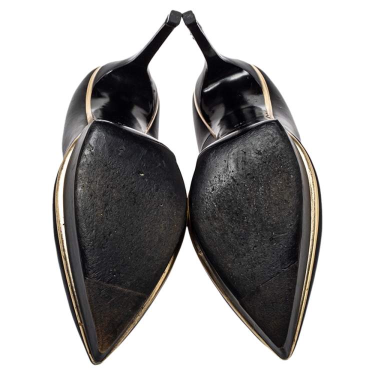 Pre Owned Saint Laurent Black Leather Pointed Toe Classic Janis Pumps Size 39