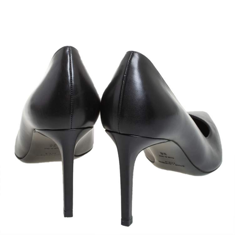 Pre Owned Saint Laurent Black Leather Zoe Pointed Toe Pumps Size 38