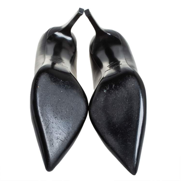 Pre Owned Saint Laurent Black Leather Zoe Pointed Toe Pumps Size 38