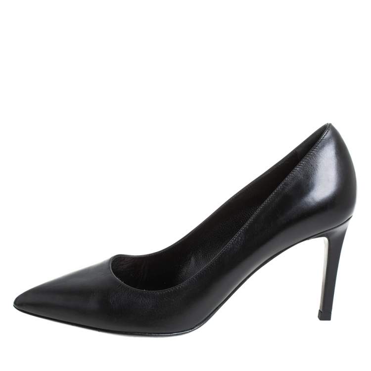 Pre Owned Saint Laurent Black Leather Zoe Pointed Toe Pumps Size 38