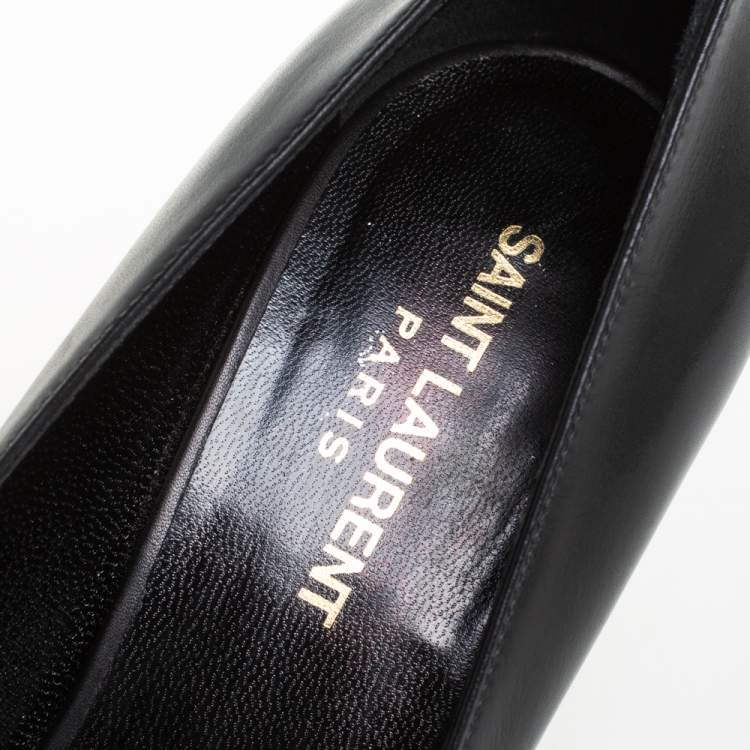 Pre Owned Saint Laurent Black Leather Zoe Pointed Toe Pumps Size 38
