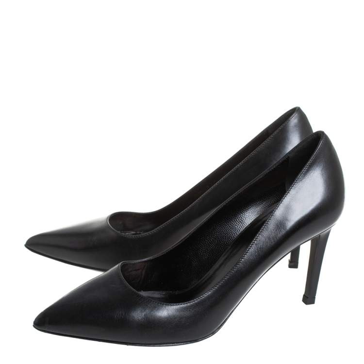 Pre Owned Saint Laurent Black Leather Zoe Pointed Toe Pumps Size 38