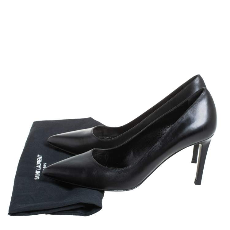 Pre Owned Saint Laurent Black Leather Zoe Pointed Toe Pumps Size 38