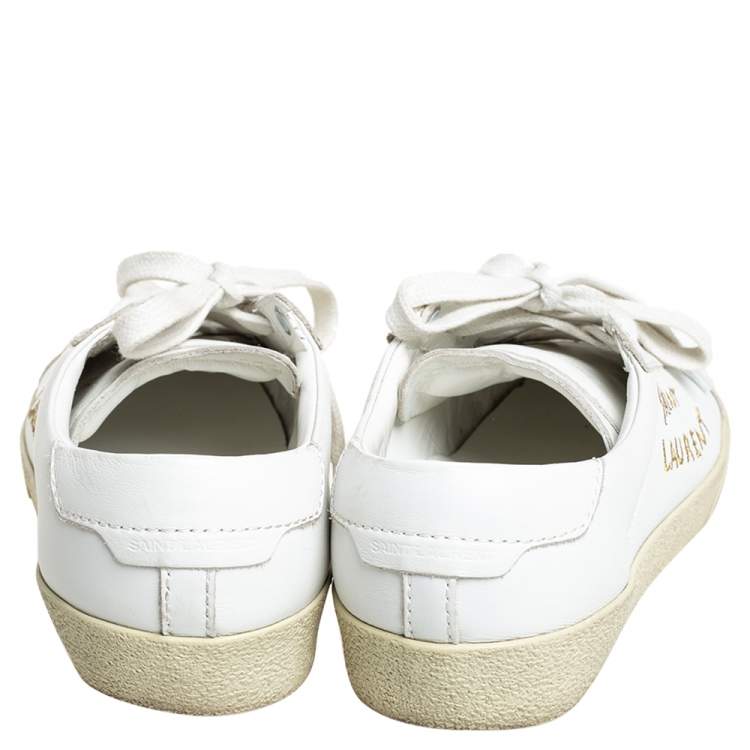 Pre Owned Saint Laurent White Leather Court Classic Low Top Sneakers Size 36.5