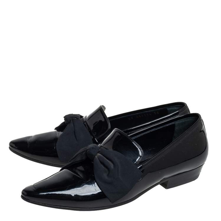 Pre Owned Saint Laurent Black Patent Leather Deven Loafers Size 38