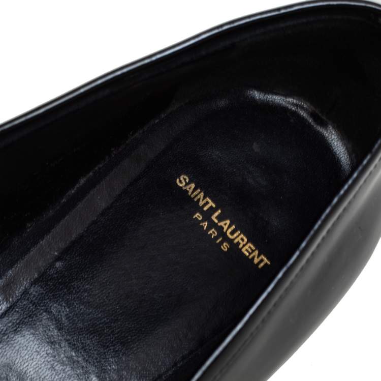 Pre Owned Saint Laurent Black Patent Leather Deven Loafers Size 38