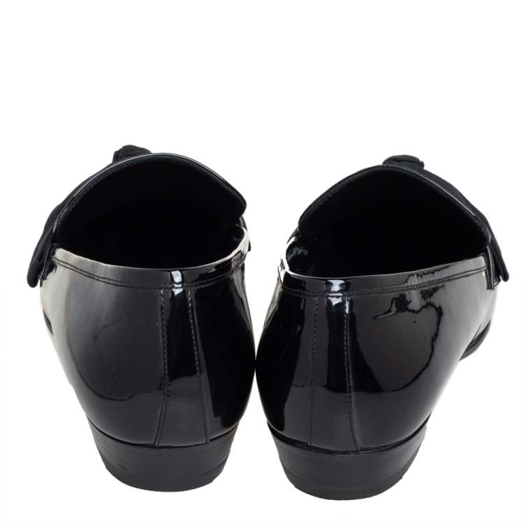 Pre Owned Saint Laurent Black Patent Leather Deven Loafers Size 38