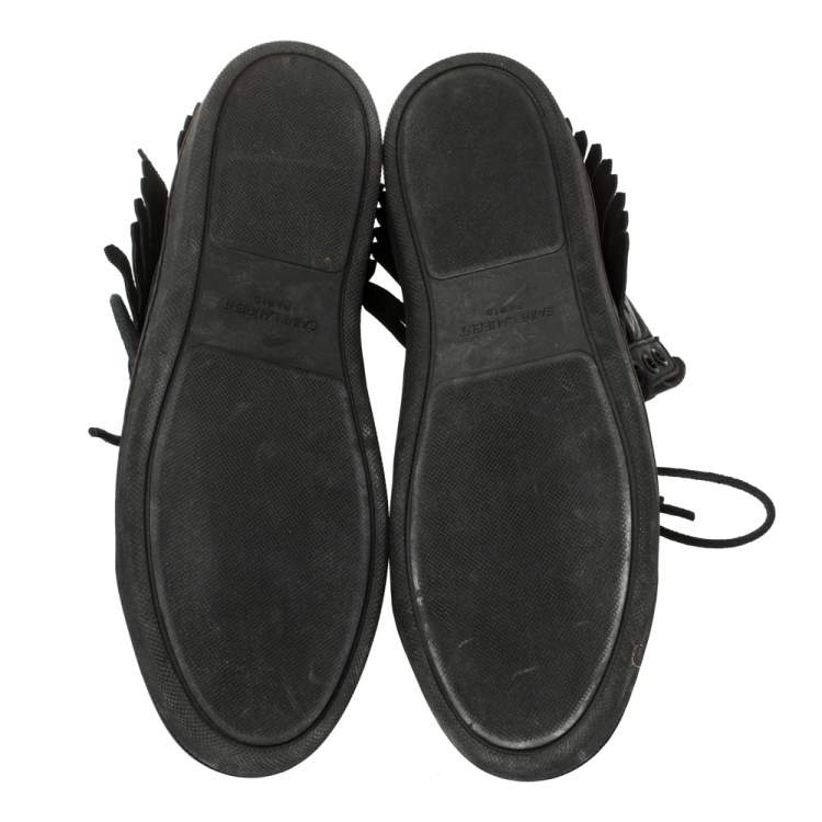 Pre Owned Saint Laurent Black Leather Classic Court Fringe Sneakers Size 36