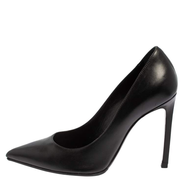 Pre Owned Saint Laurent Black Leather Anja Pointed Toe Pumps Size 36.5