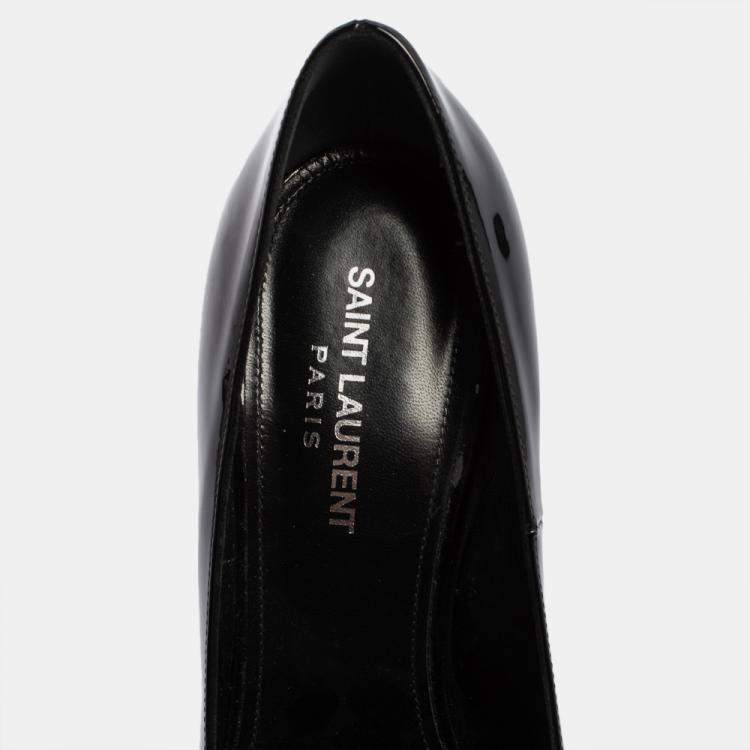 Pre Owned Saint Laurent Paris Black Patent Leather Opyum Pointed Toe Pumps Size 39