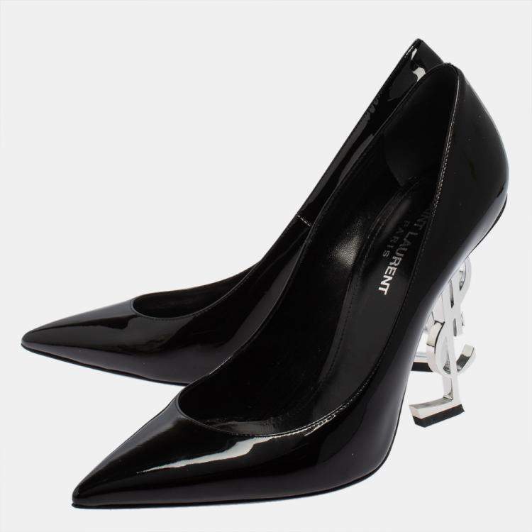 Pre Owned Saint Laurent Paris Black Patent Leather Opyum Pointed Toe Pumps Size 39