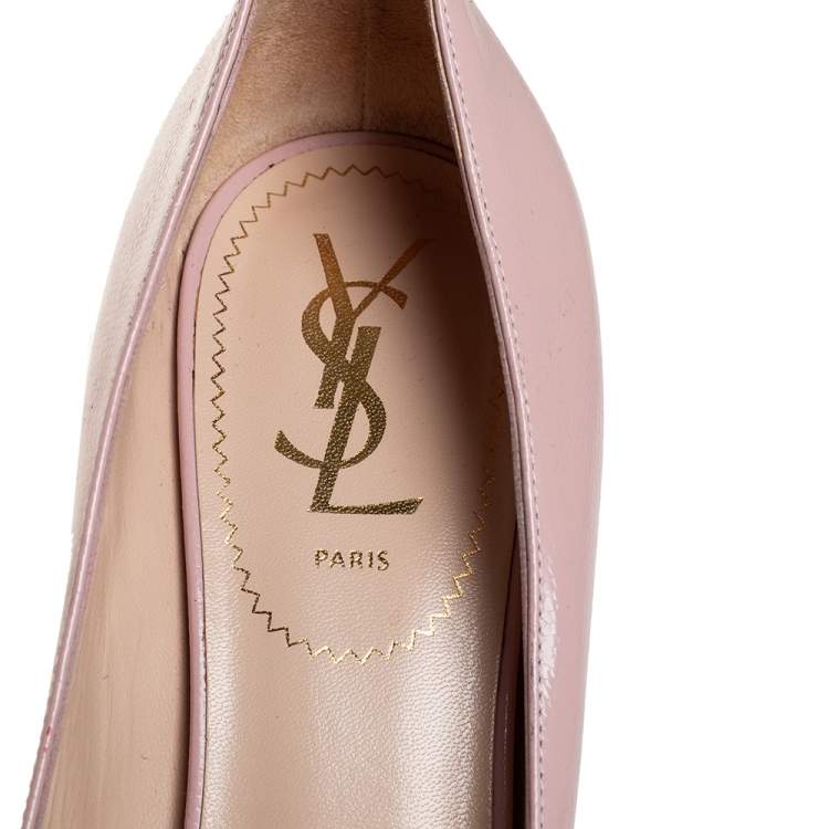 Pre Owned Saint Laurent Blush Pink Leather Tribtoo Pumps Size 38