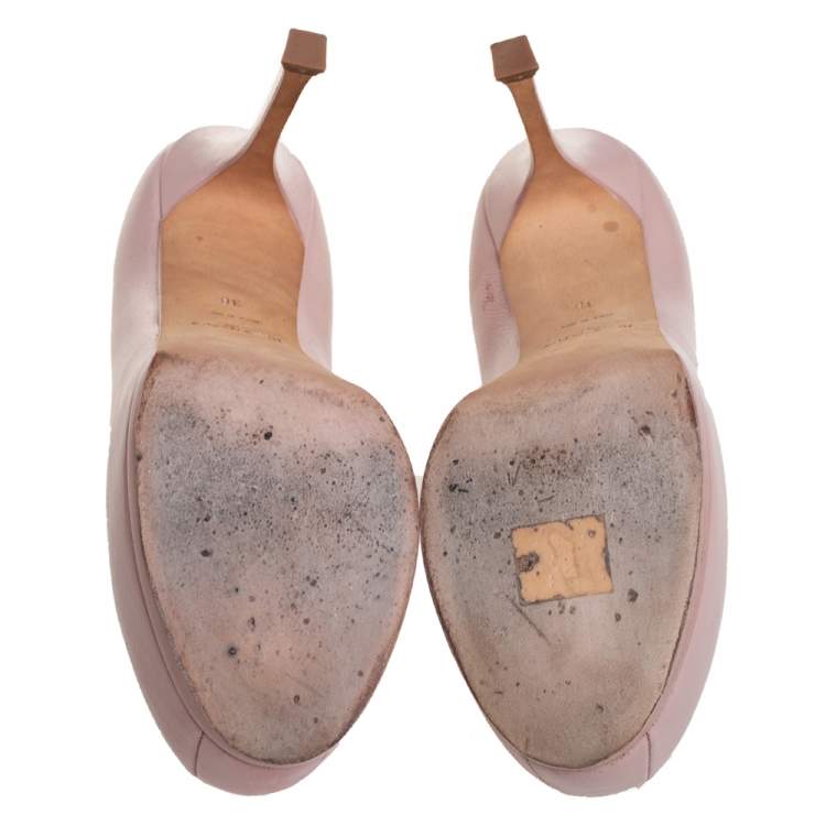 Pre Owned Saint Laurent Blush Pink Leather Tribtoo Pumps Size 38