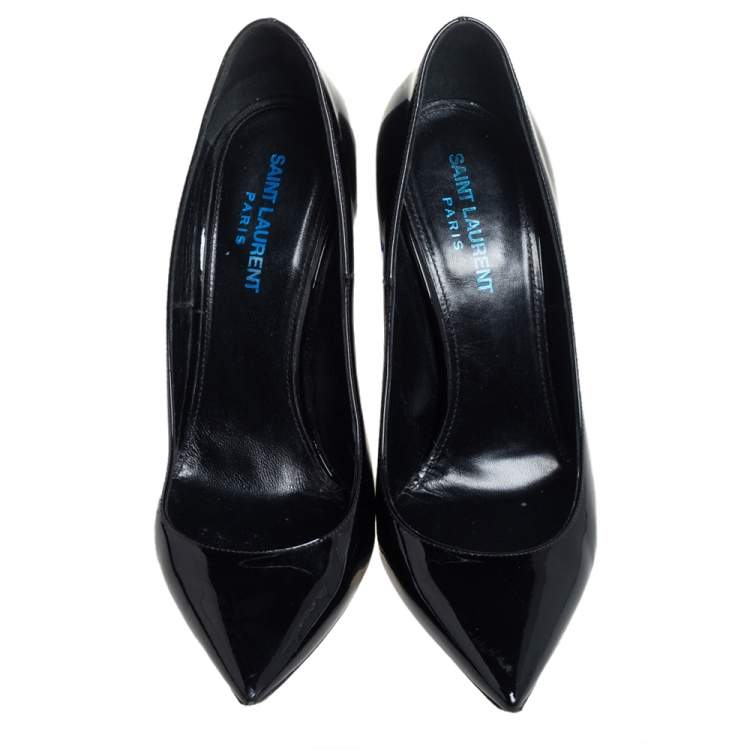 Pre Owned Saint Laurent Black Patent Leather  Opyum Pumps Size 38