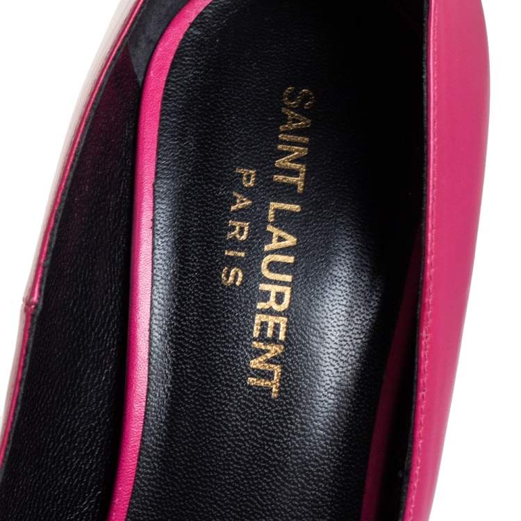 Pre Owned Saint Laurent Pink Leather Platform Pumps Size 39