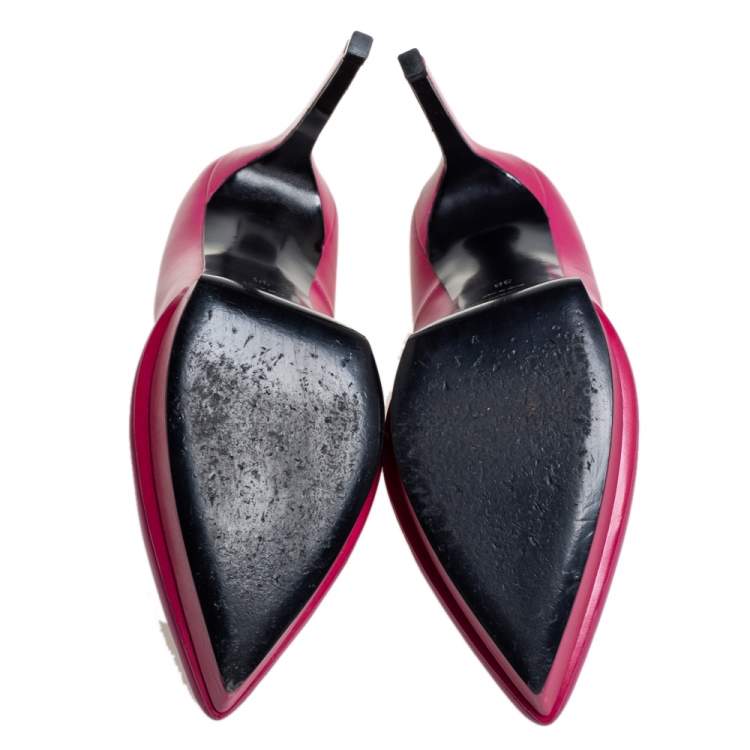 Pre Owned Saint Laurent Pink Leather Platform Pumps Size 39