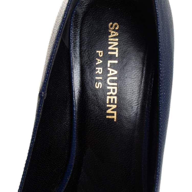 Pre Owned Saint Laurent Blue Leather Janis Pumps Size 36