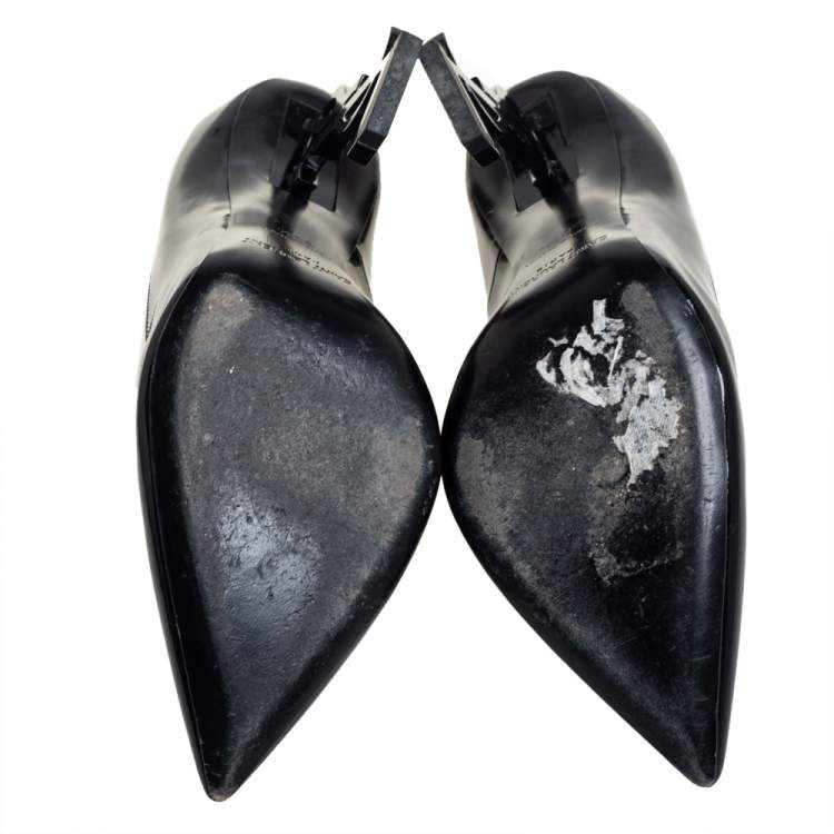 Pre Owned Saint Laurent Black Patent Leather Opyum Pumps Size 36.5