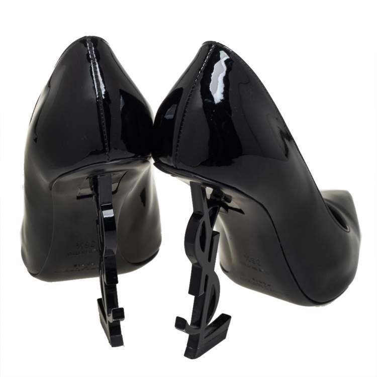 Pre Owned Saint Laurent Black Patent Leather Opyum Pumps Size 36.5